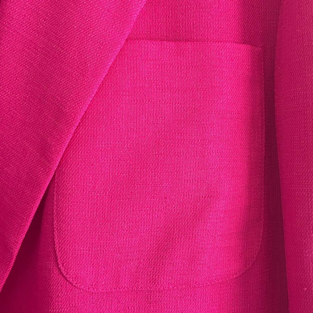 Patchington Pink Linen Blend Blazer Size 12 Bright Fuchsia Jacket - Picture 3 of 7